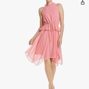 Sam Edelman Tiered handkerchief tie string dress in watermelon punch size 14 NWT